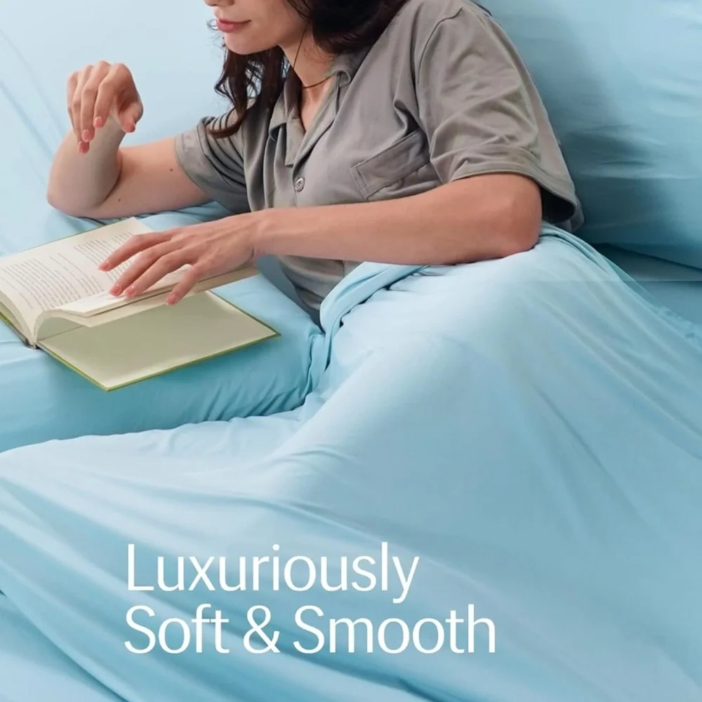 REST® Evercool®+ Flat Sheet FULL/DOUBLE/QUEEN, Breathable Luxury Bedding BluE
